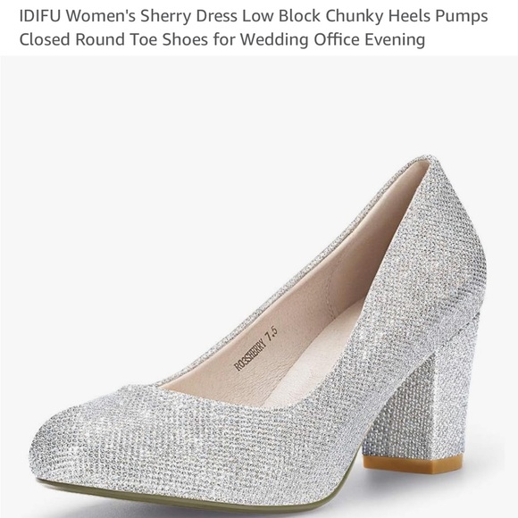 New in box! Size 5.5 silver glitter chunky heel. - Picture 2 of 10